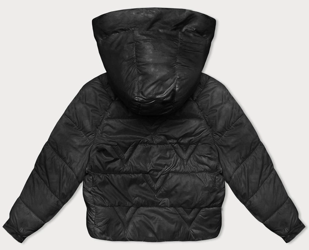 Przejściowa kurtka damska z podszewką w kratkę czarna (842)