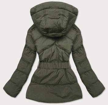 Pikowana kurtka przejściowa z paskiem khaki (23060-2)