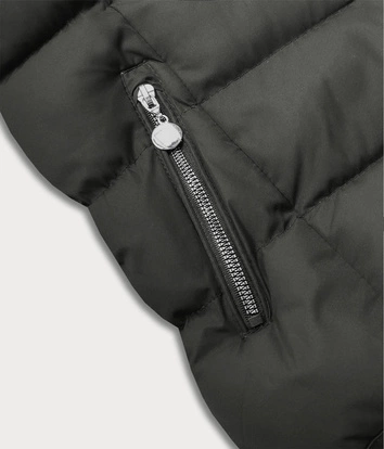 Puchowy bezrękawnik damski army (5m719-136)