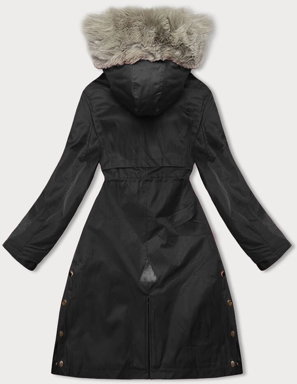 Damska parka z futerkiem czarna (5M3180-392)