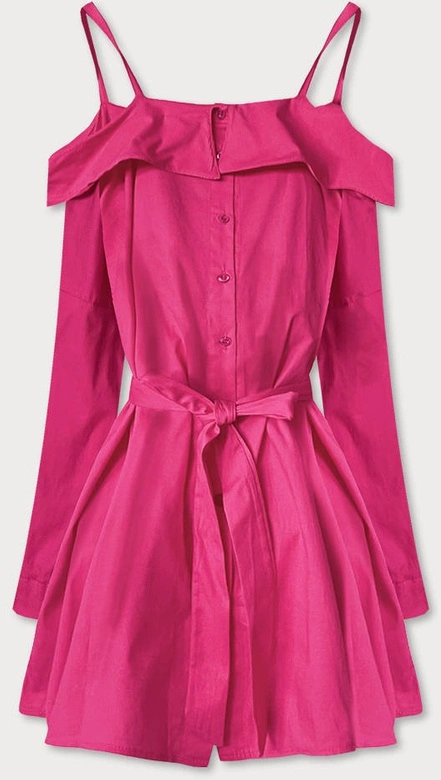 KOSZULOWA SUKIENKA Z OPUSZCZANYMI RAMIONAMI RÓŻOWA (693ART)