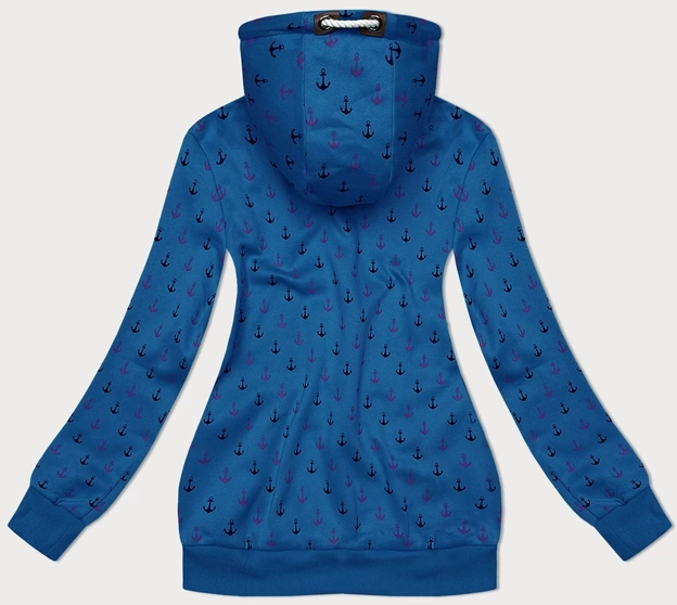 Ciepła rozpinana bluza w kotwice niebieska (2307)