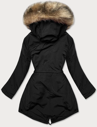 ZIMOWA PARKA DAMSKA NA FUTERKU CZARNA (CAN-578BIG)