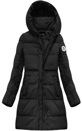 KURTKA Z PUCHEM NATURALNYM CZARNA (8063)