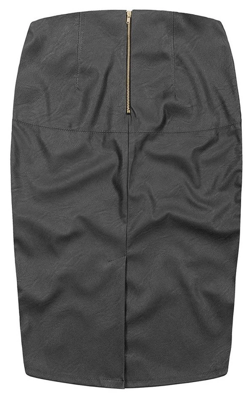 OŁÓWKOWA SPÓDNICA Z EKOSKÓRY CZARNA (GOOD112)