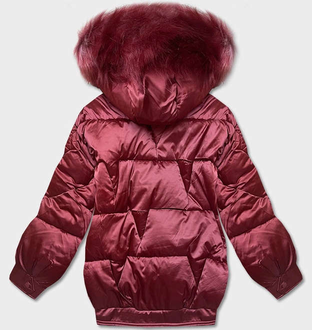 Krótka kurtka oversize bordowa (H-1109-25)