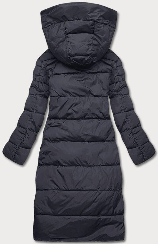 Długa zimowa kurtka damska granatowa (2m-033)