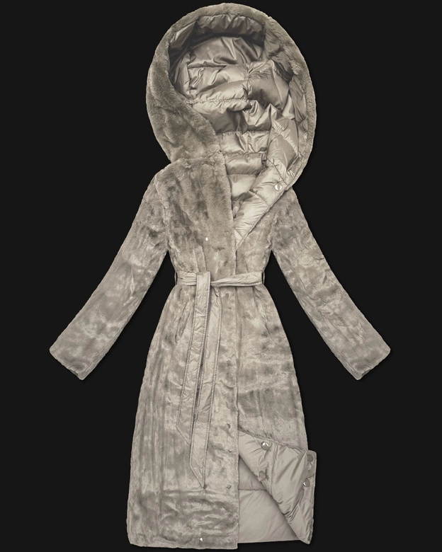 Zimowa kurtka dwustronna futerko Minority beżowa (P3-6020-62)