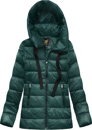 PIKOWANA KURTKA Z KAPTUREM BUTELKOWA ZIELEŃ (7698)