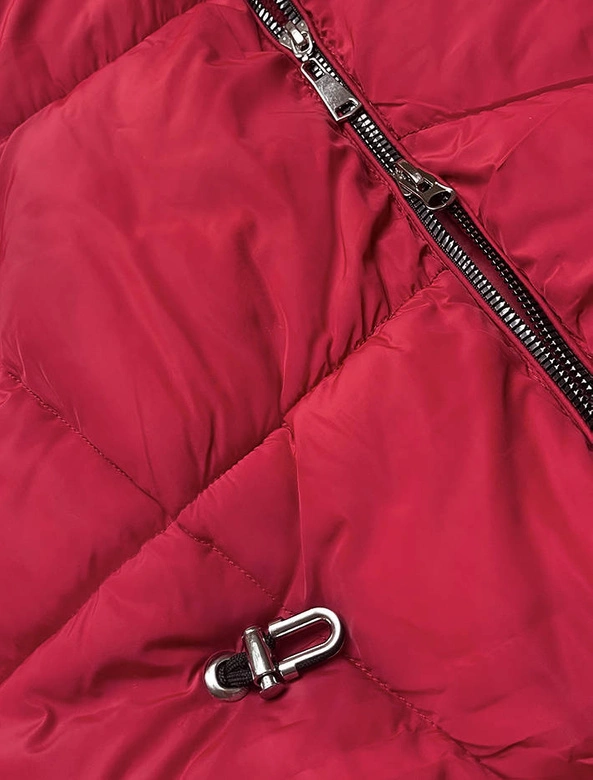 PIKOWANA KURTKA ZIMOWA Z KAPTUREM CZERWONA (B2702-4)