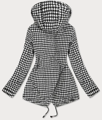 DWUSTRONNA KURTKA PARKA DAMSKA CZARNA-PEPITKA (B9761)
