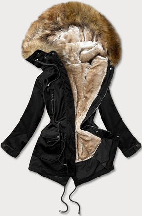 Parka damska z podpinką czarna (m-21201)