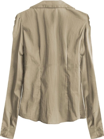 BAWEŁNIANA KOSZULA Z DŁUGIM RĘKAWEM BEŻOWA (X1627X)