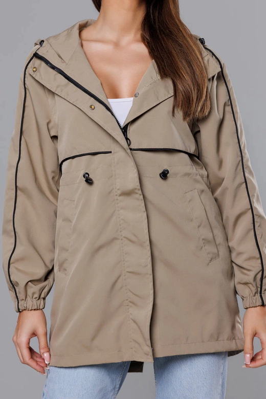 Cienka kurtka damska na podszewce beżowa (B8119-12)