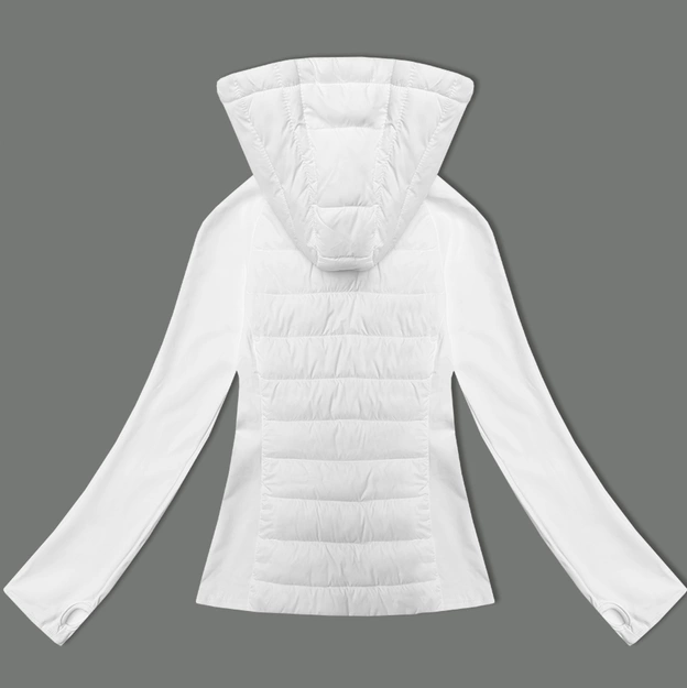Pikowana kurtka damska z łączonych materiałów J Style biała (16M9226-281)