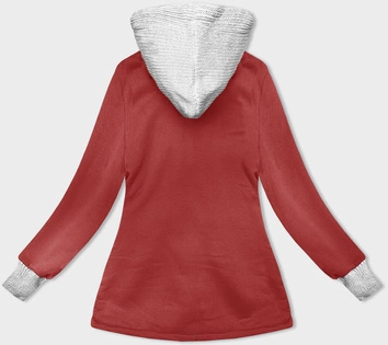 Damska bluza ze swetrowym kapturem czerwona (AMG-312A)