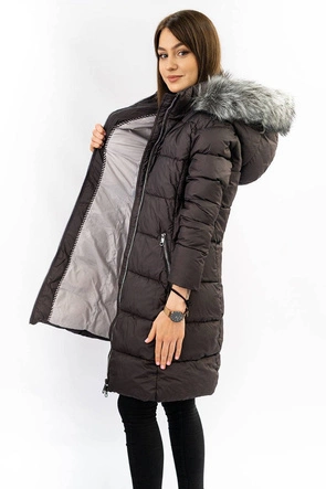Damska zimowa pikowana kurtka oberżynowa (7701)