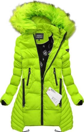 PIKOWANA KURTKA Z KAPTUREM LIMONKOWA (W817)