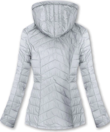 PIKOWANA KURTKA Z KAPTUREM SZARA (W622)