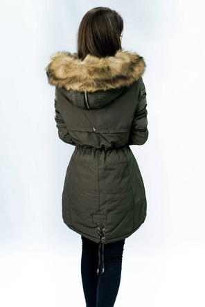 Ciepła damska parka zimowa khaki (w165)