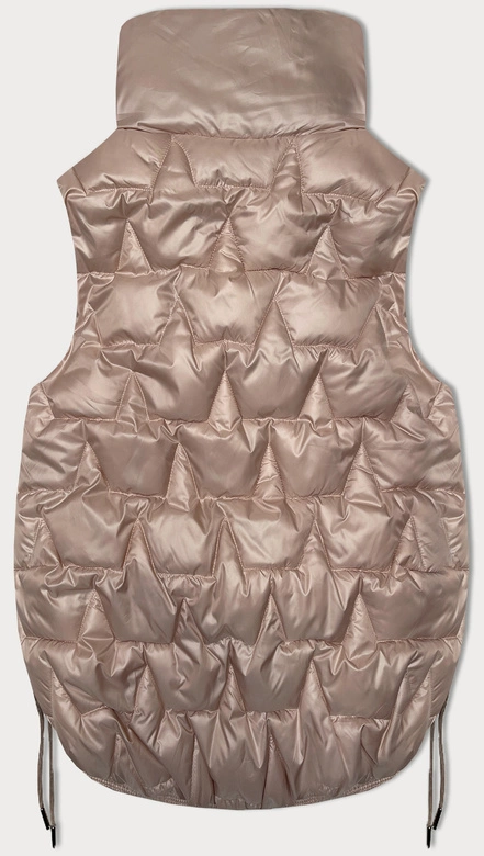 Krótki bezrękawnik damski ze ściąganymi bokami S'West perłowy róż (B8358-51)