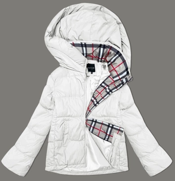 Luźna kurtka damska z kapturem Miss TiTi ecru (2360)