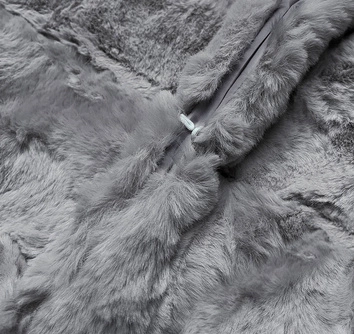 Kurtka damska futro z kapturem szara (br9741-9)