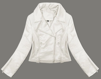 Kurtka ramoneska z asymetrycznym zamkiem J Style ecru (11Z8130)