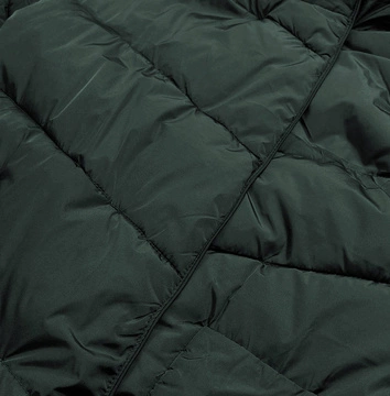 Długa zimowa kurtka damska ciemnozielona (2M-033)