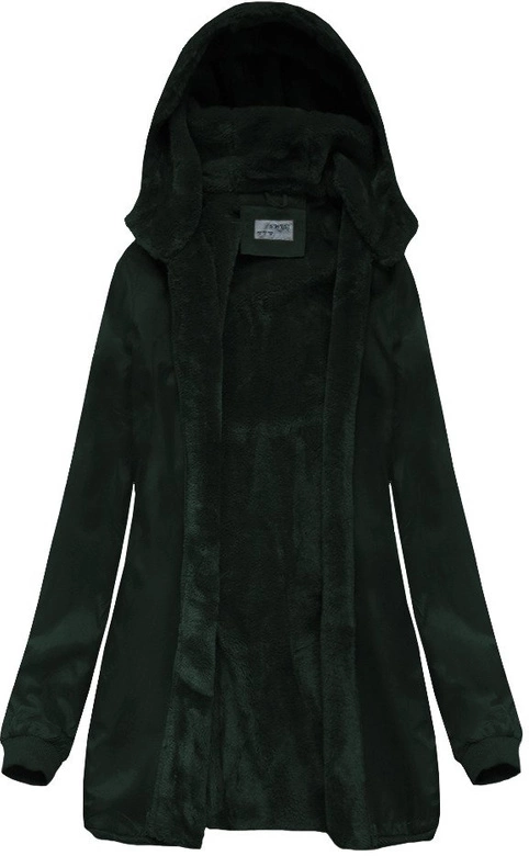 ZIMOWA DAMSKA PARKA Z PODPINKĄ CIEMNOZIELONA (B2635)