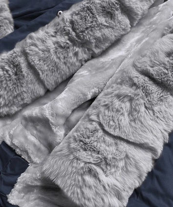 PARKA DAMSKA ZIMOWA NA MISIU GRANAT-SZARY (B530-3070)