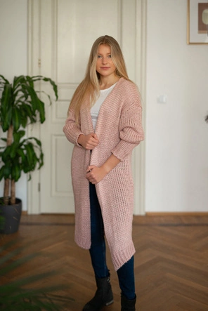 CIEPŁY SWETER OVERSIZE PUDROWY RÓŻ (559ART)