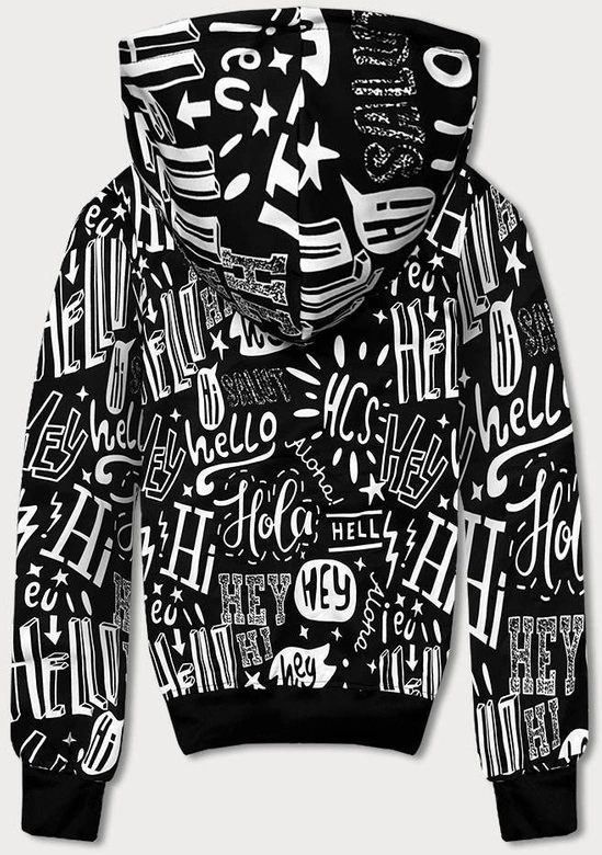 Męska bluza kangurka z nadrukiem czarna (8B1150-1)