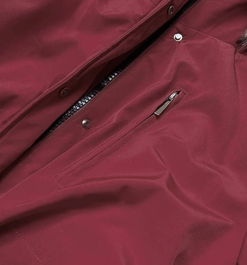 ZIMOWA KURTKA DAMSKA Z FUTRZANĄ PODSZEWKĄ BORDO-BEŻ (W558BIG)
