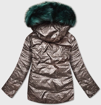 DWUSTRONNA KURTKA DAMSKA ZIMOWA ZIELONO-BEŻOWA (HS-806)