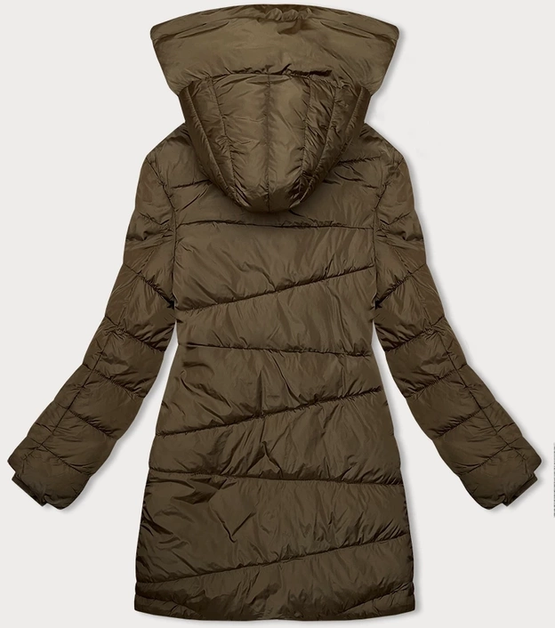 Asymetryczna kurtka damska złotobrązowa (2M-21113)