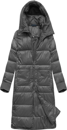 DŁUGA KURTKA Z KAPTUREM GRAFITOWA (PM7231)