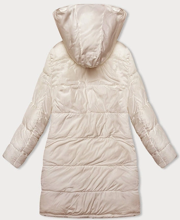 Gruba dwustronna kurtka zimowa damska czarny-ecru (V768g)