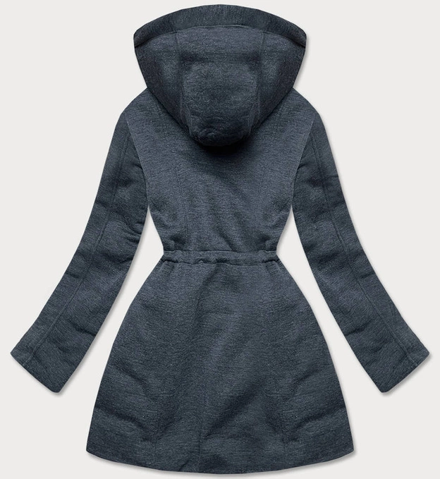 CIEPŁA DWUSTRONNA KURTKA DAMSKA ZIMOWA CZARNO-GRAFITOWA (M-21315)