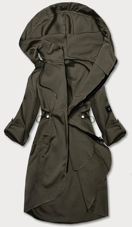 Cienka narzutka damska z kapturem khaki (B8118-11)