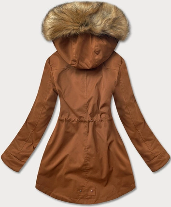 Parka zimowa damska karmel-beż (m-21356)
