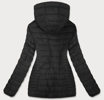 PIKOWANA DAMSKA KURTKA Z KAPTUREM CZARNA (B0103)
