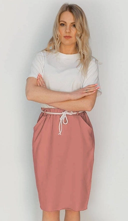 DRESOWA SPÓDNICA Z KIESZENIAMI RÓŻOWA (592ART)