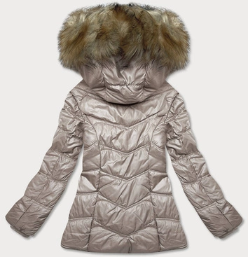 Pikowana przejściowa kurtka damska camel (H-205)