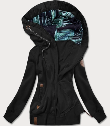 Bluza damska z ozdobnym kapturem czarna (AMG725-2)