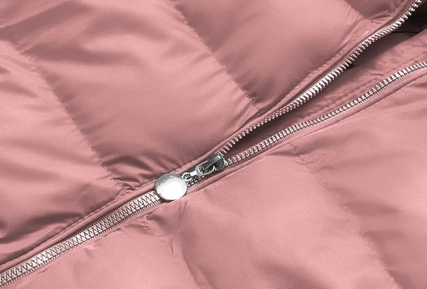 Krótka zimowa kurtka z kapturem różowy (5M723-46)
