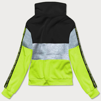 Bluza sportowa damska z rozpinaną stójką czarno-zielona (26019)