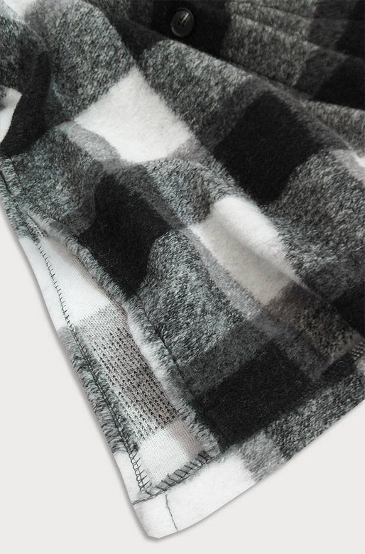 KOSZULOWY DAMSKI PŁASZCZ W KRATĘ BIAŁO-CZARNY (624ART)