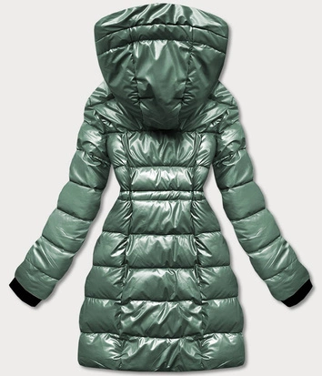 Metaliczna kurtka dwustronna damska zielona (b8070-10)