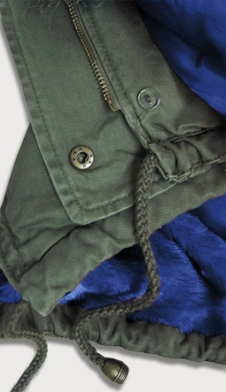 ZIMOWA PARKA DAMSKA Z KOLOROWYM FUTREM KHAKI-CHABROWA (D-216#)